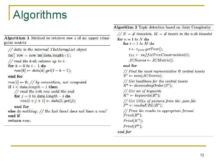 Algorithms 12 