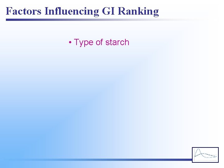 Factors Influencing GI Ranking • Type of starch 
