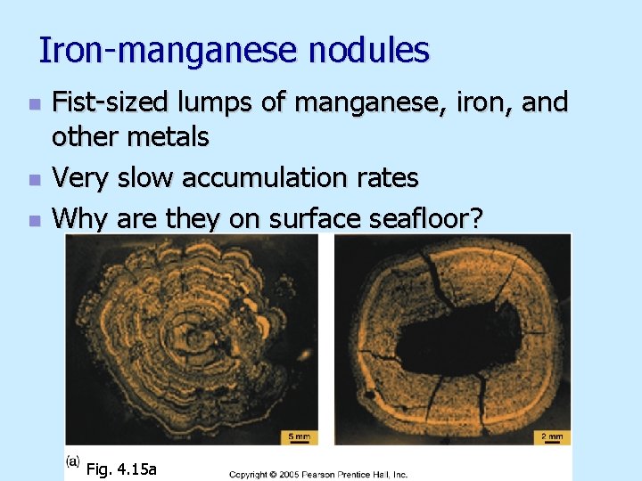 Iron-manganese nodules n n n Fist-sized lumps of manganese, iron, and other metals Very