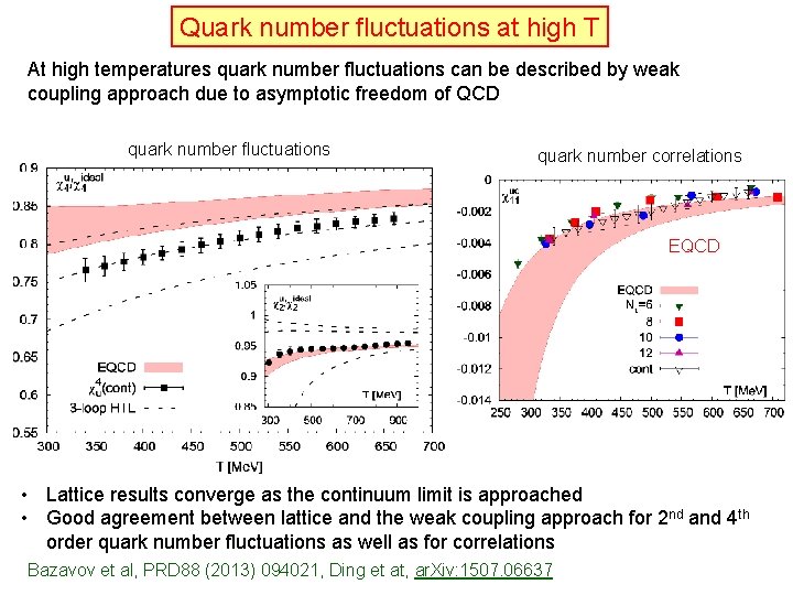 Quark number fluctuations at high T At high temperatures quark number fluctuations can be