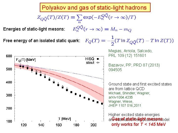Polyakov and gas of static-light hadrons Energies of static-light mesons: Free energy of an