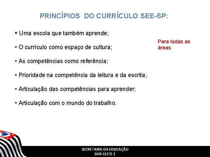 PRINCÍPIOS DO CURRÍCULO SEE-SP: • Uma escola que também aprende; • O currículo como PRINCÍPIOS DO CURRÍCULO SEE-SP: • Uma escola que também aprende; • O currículo como