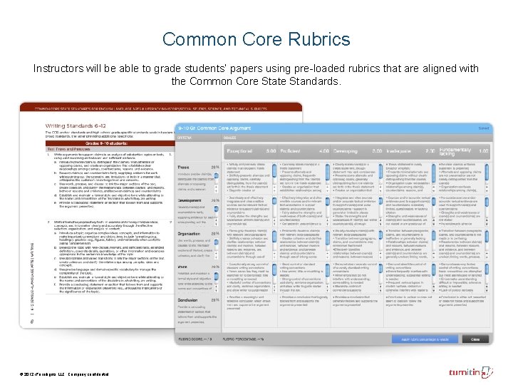 Common Core Rubrics Instructors will be able to grade students’ papers using pre-loaded rubrics Common Core Rubrics Instructors will be able to grade students’ papers using pre-loaded rubrics