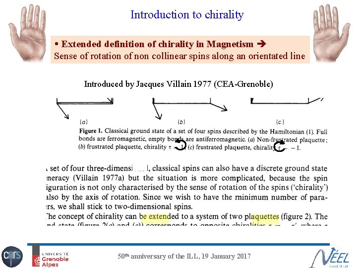 Introduction to chirality Extended definition of chirality in Magnetism Sense of rotation of non