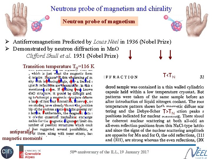 Neutrons probe of magnetism and chirality Neutron probe of magnetism Ø Antiferromagnetism Predicted by