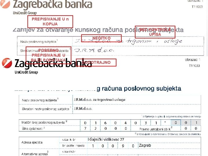 Papirnati vs. “pametni” obrasci PREPISIVANJE U n KOPIJA NEČITKO POSEBNO PREPISIVANJE U BAZE PODATAKA