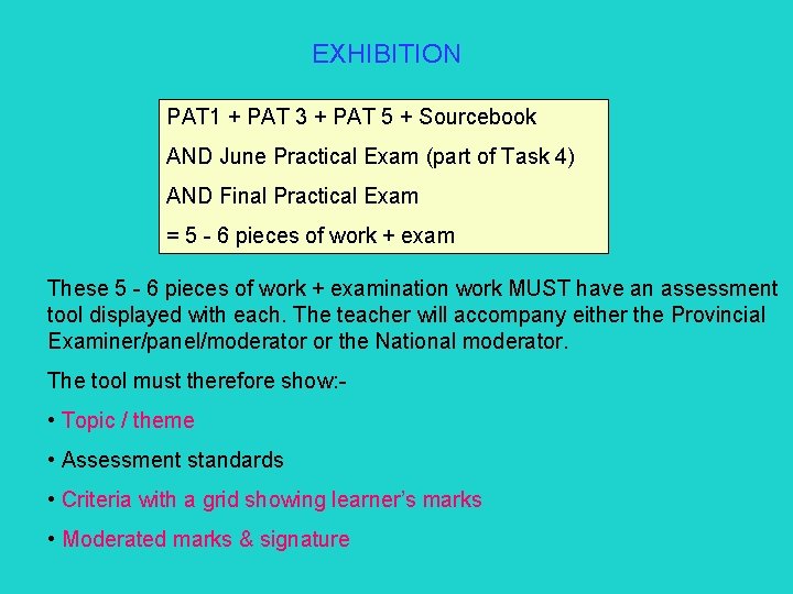 EXHIBITION PAT 1 + PAT 3 + PAT 5 + Sourcebook AND June Practical