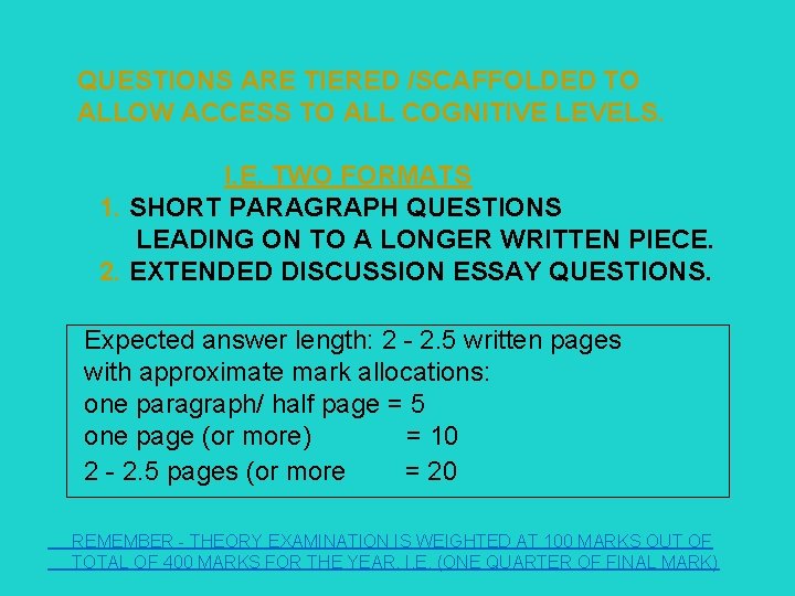QUESTIONS ARE TIERED /SCAFFOLDED TO ALLOW ACCESS TO ALL COGNITIVE LEVELS. I. E. TWO