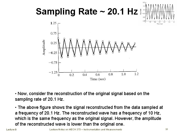 Sampling Rate ~ 20. 1 Hz • Now, consider the reconstruction of the original