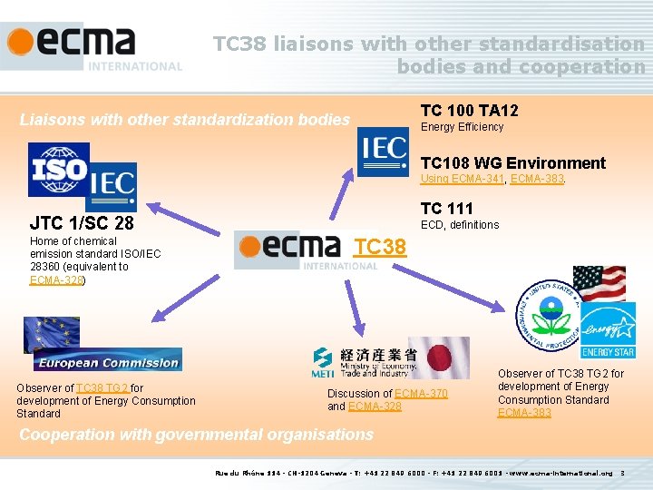 TC 38 liaisons with other standardisation bodies and cooperation TC 100 TA 12 Liaisons