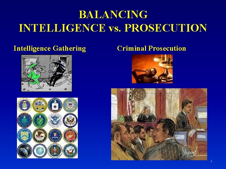 BALANCING INTELLIGENCE vs. PROSECUTION Intelligence Gathering Criminal Prosecution 4 