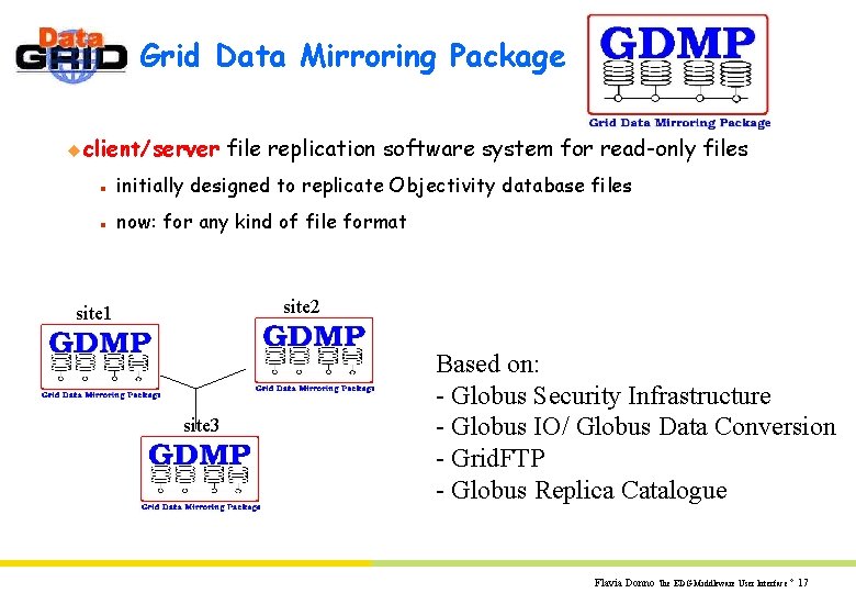 Grid Data Mirroring Package u client/server file replication software system for read-only files n