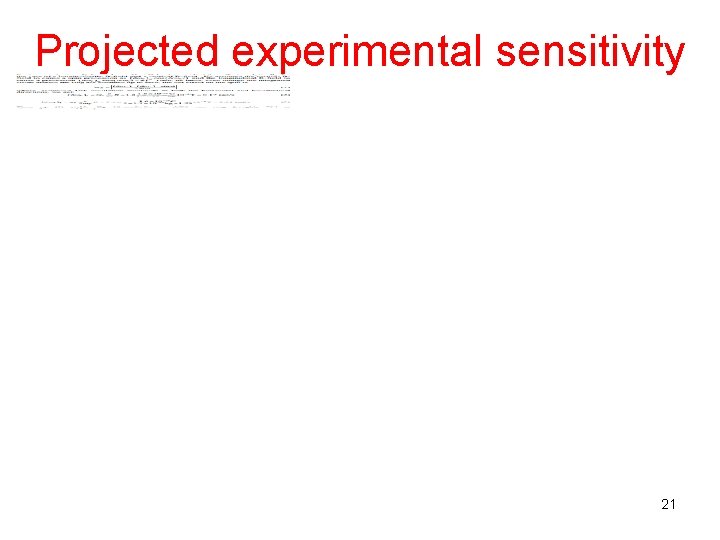 Projected experimental sensitivity 21 