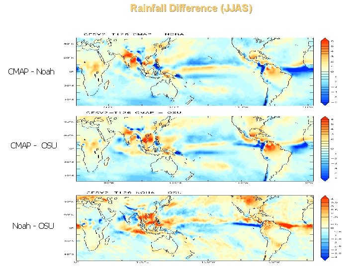 Rainfall Difference (JJAS) CMAP - Noah CMAP - OSU Noah - OSU 