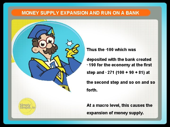 MONEY SUPPLY EXPANSION AND RUN ON A BANK Thus the `100 which was deposited