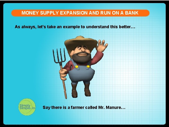 MONEY SUPPLY EXPANSION AND RUN ON A BANK As always, let’s take an example