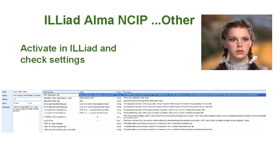 ILLiad Alma NCIP. . . Other Activate in ILLiad and check settings 