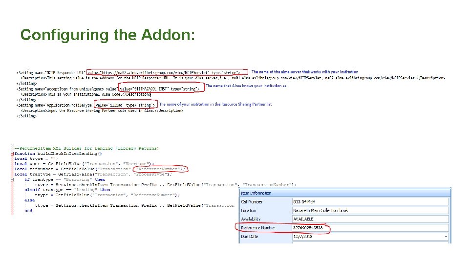 Configuring the Addon: 