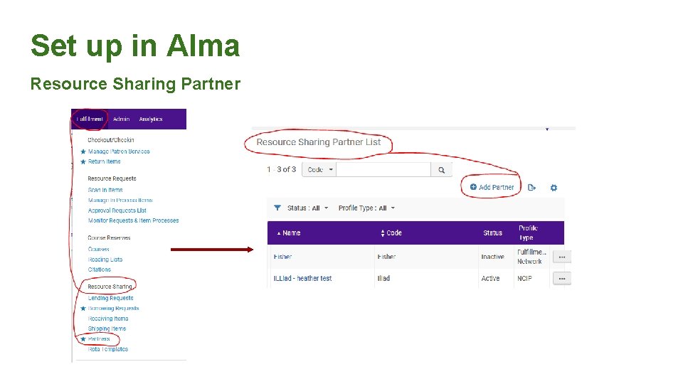 Set up in Alma Resource Sharing Partner 