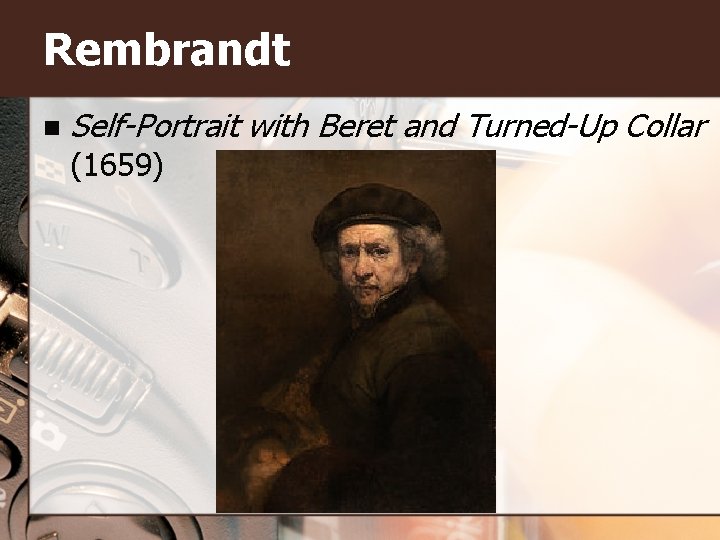 Rembrandt n Self-Portrait with Beret and Turned-Up Collar (1659) 