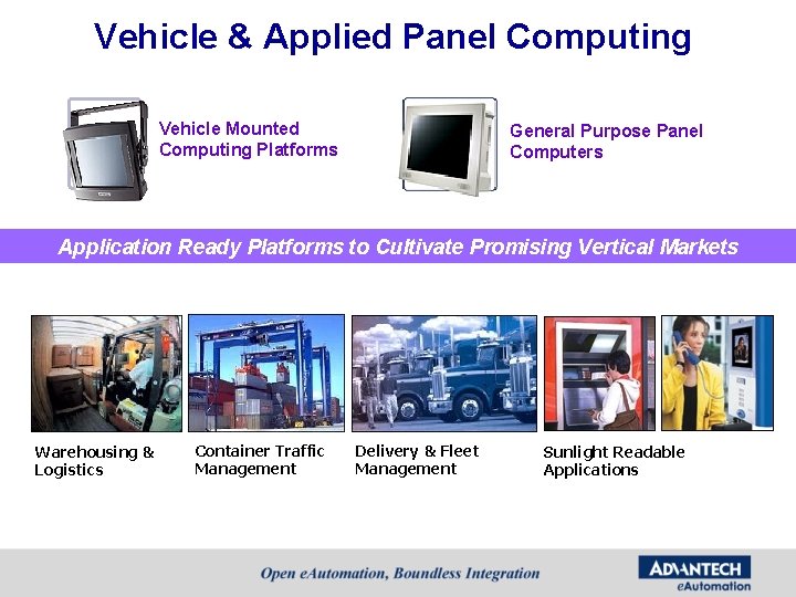 Vehicle & Applied Panel Computing Vehicle Mounted Computing Platforms General Purpose Panel Computers Application Vehicle & Applied Panel Computing Vehicle Mounted Computing Platforms General Purpose Panel Computers Application
