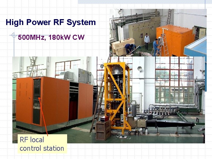 High Power RF System 500 MHz, 180 k. W CW RF local control station