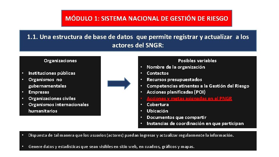 MÓDULO 1: SISTEMA NACIONAL DE GESTIÓN DE RIESGO 1. 1. Una estructura de base