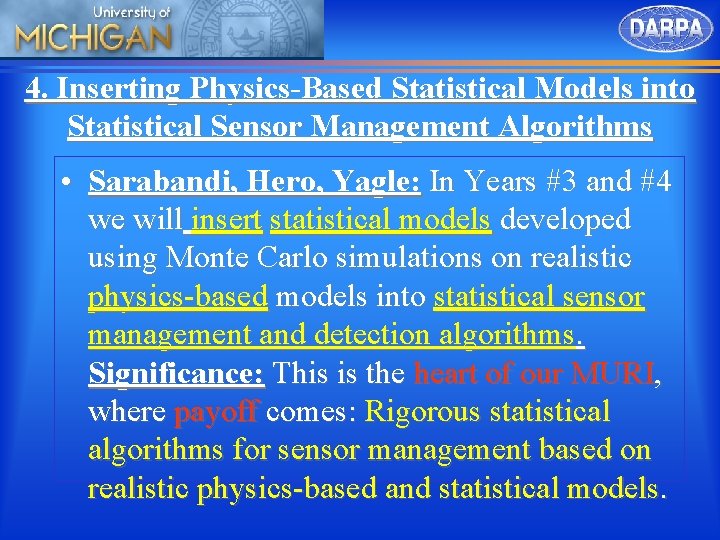 4. Inserting Physics-Based Statistical Models into Statistical Sensor Management Algorithms • Sarabandi, Hero, Yagle: