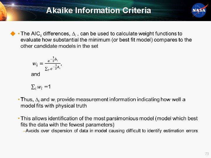 Akaike Information Criteria u 73 