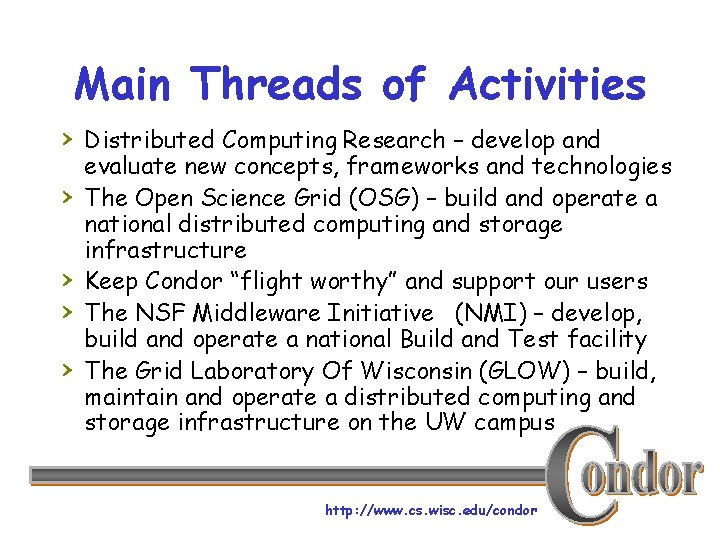 Main Threads of Activities › Distributed Computing Research – develop and › › evaluate