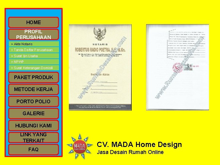 HOME PROFIL PERUSAHAAN > Akte Notaris > Tanda Daftar Perusahaan > Surat Ijin Usaha HOME PROFIL PERUSAHAAN > Akte Notaris > Tanda Daftar Perusahaan > Surat Ijin Usaha