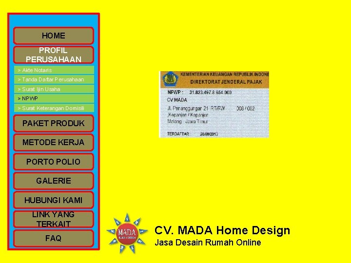 HOME PROFIL PERUSAHAAN > Akte Notaris > Tanda Daftar Perusahaan > Surat Ijin Usaha HOME PROFIL PERUSAHAAN > Akte Notaris > Tanda Daftar Perusahaan > Surat Ijin Usaha