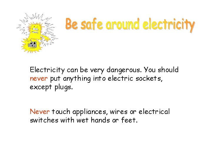 Electricity can be very dangerous. You should never put anything into electric sockets, except