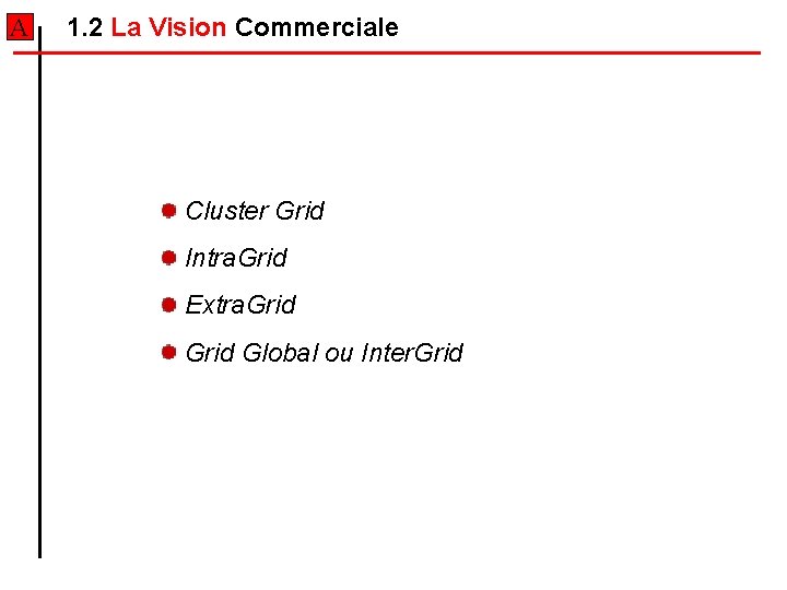 A 1. 2 La Vision Commerciale Cluster Grid Intra. Grid Extra. Grid Global ou A 1. 2 La Vision Commerciale Cluster Grid Intra. Grid Extra. Grid Global ou