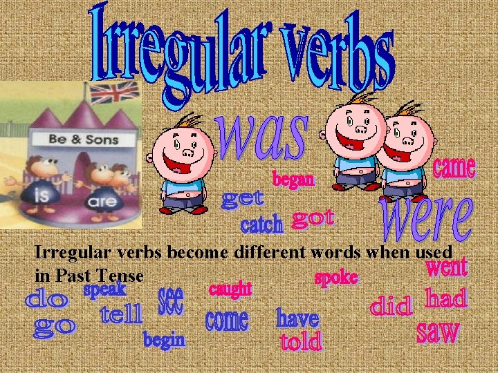 Irregular verbs become different words when used in Past Tense 