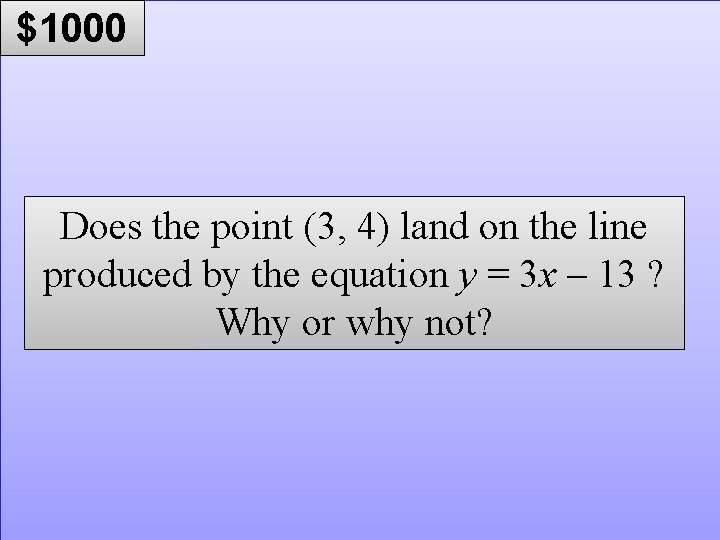 © Mark E. Damon - All Rights Reserved $1000 Does the point (3, 4)