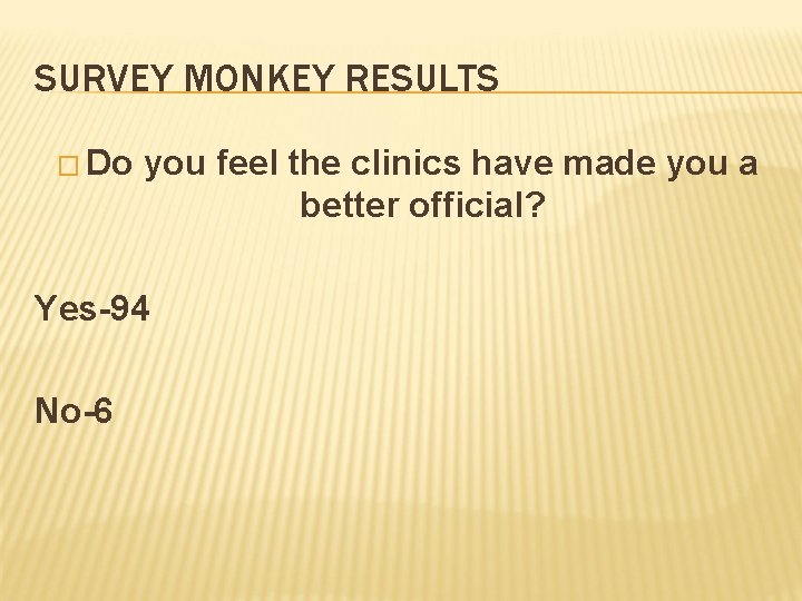 SURVEY MONKEY RESULTS � Do you feel the clinics have made you a better