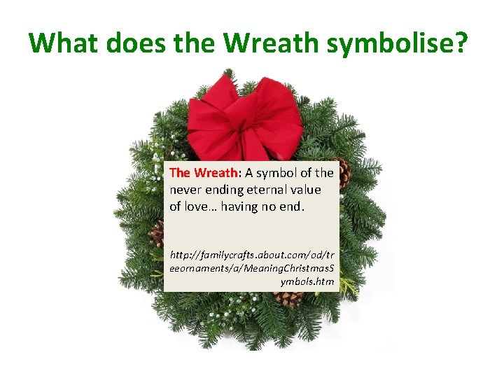 What does the Wreath symbolise? The Wreath: A symbol of the never ending eternal