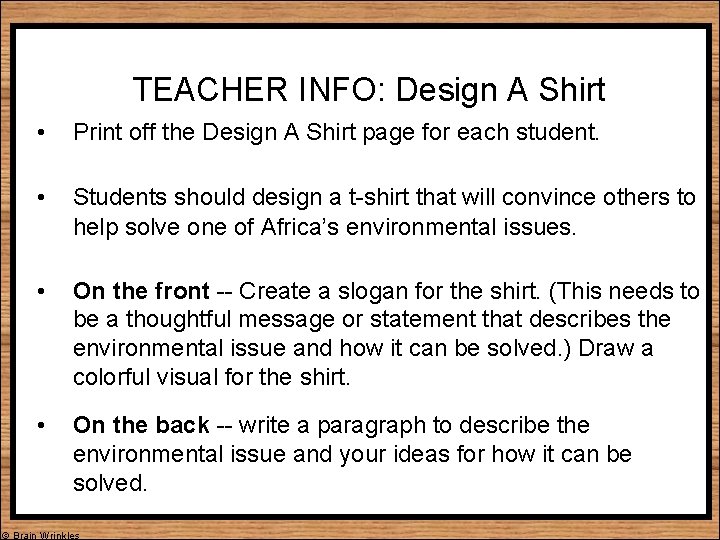 TEACHER INFO: Design A Shirt • Print off the Design A Shirt page for