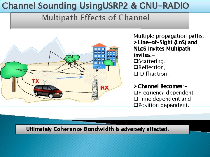 Channel Sounding Using. USRP 2 & GNU-RADIO Multipath Effects of Channel Multiple propagation paths: Channel Sounding Using. USRP 2 & GNU-RADIO Multipath Effects of Channel Multiple propagation paths: