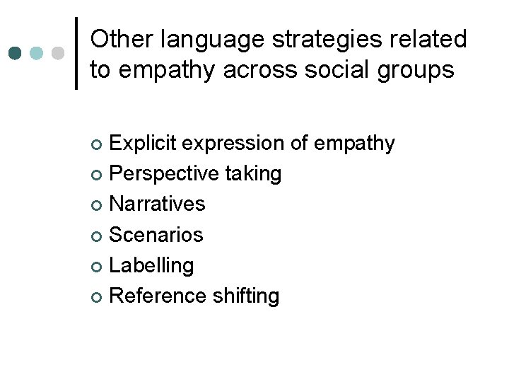 Other language strategies related to empathy across social groups Explicit expression of empathy ¢