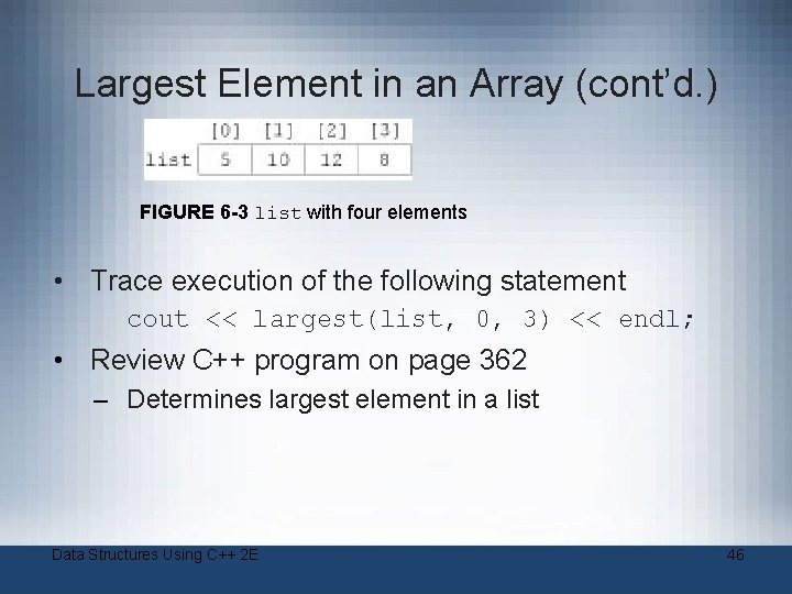 Largest Element in an Array (cont’d. ) FIGURE 6 -3 list with four elements