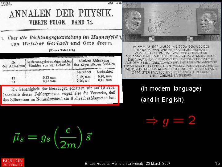 (in modern language) (and in English) B. Lee Roberts, Hampton University, 23 March 2007