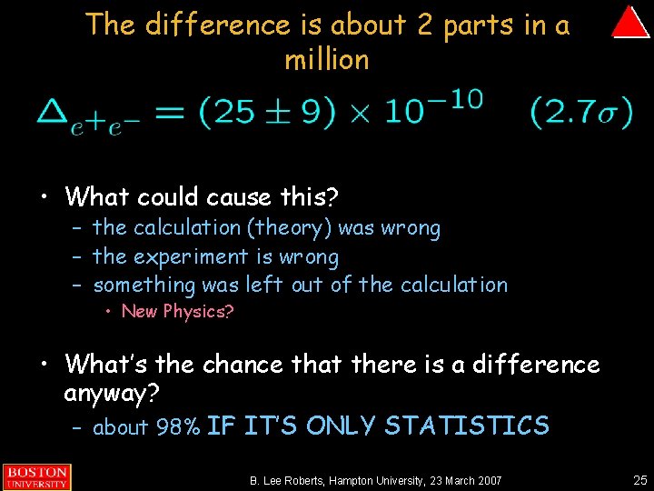 The difference is about 2 parts in a million • What could cause this?