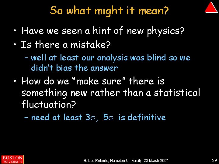So what might it mean? • Have we seen a hint of new physics?