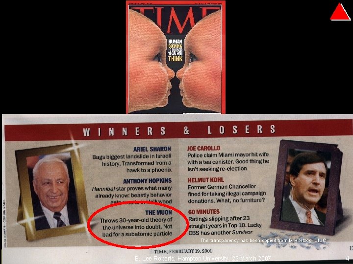 This transparency has been copied from D. Hertzog, UIUC B. Lee Roberts, Hampton University,