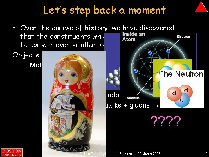 Let’s step back a moment • Over the course of history, we have discovered