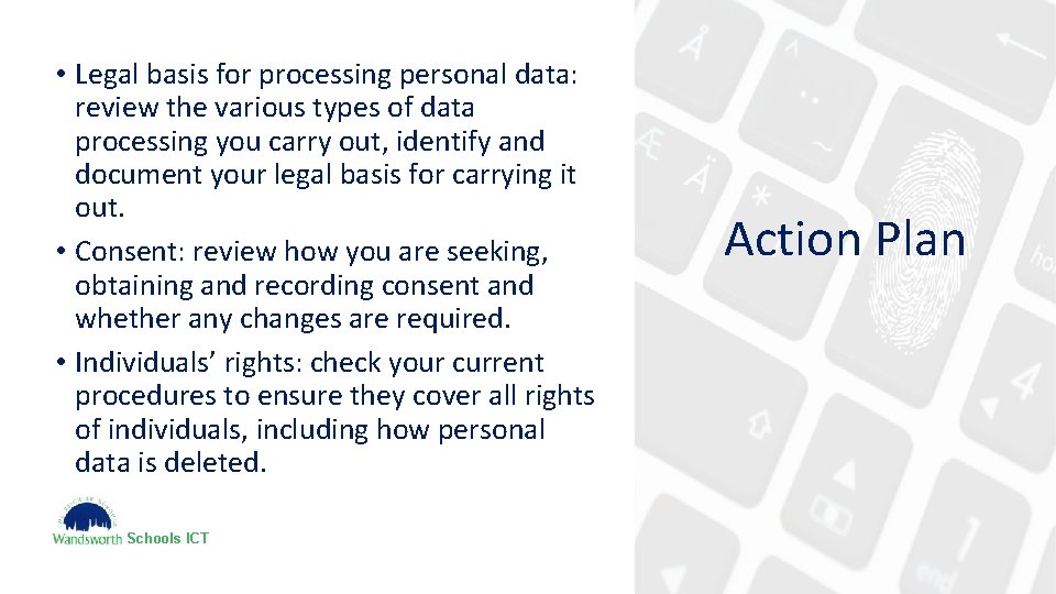  • Legal basis for processing personal data: review the various types of data