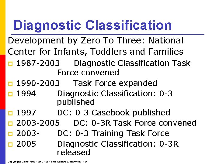 Diagnostic Classification Development by Zero To Three: National Center for Infants, Toddlers and Families