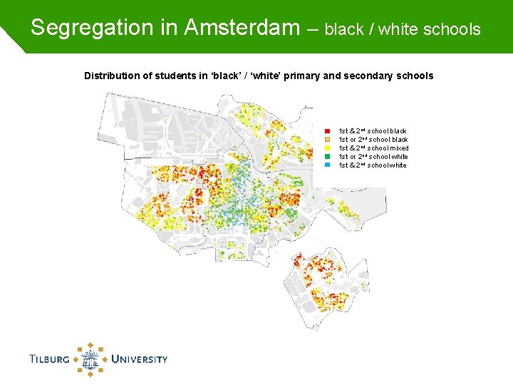 Segregation in Amsterdam – black / white schools Distribution of students in ‘black’ /